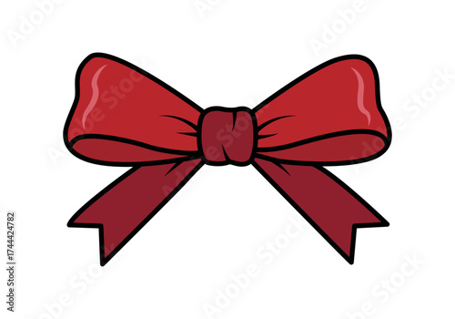 Lazo rojo de navidad en fondo blanco