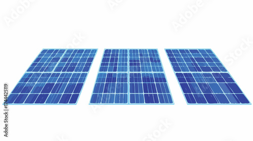 Three Blue Solar Panels Arranged on a White Background.