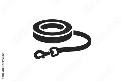 Black dog leash icon on white background
