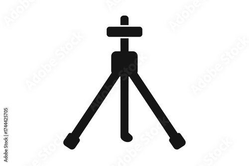 Minimalist black tripod icon on white background