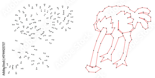 Ostrich buries his head in the sand. Connect the dots educational drawing game. Dot to dot by numbers puzzle. Google Font Fira Sans Condensed.