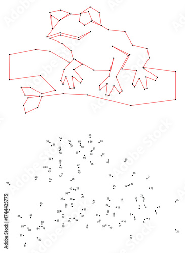 Hylidae. Connect the dots educational drawing game. Dot to dot by numbers puzzle. Google Font Fira Sans Condensed.