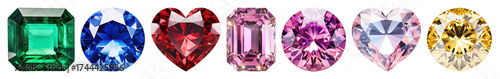 PNG Colorful gemstones in various shapes, element set on transparent background