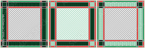 Keffiyeh pattern designs with the colors of the Palestinian flag. Vector illustration scarf 