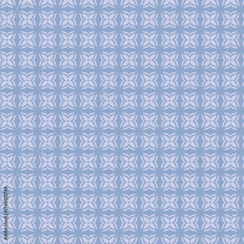 Seamless pattern design in blue tones with floral elements backdrop