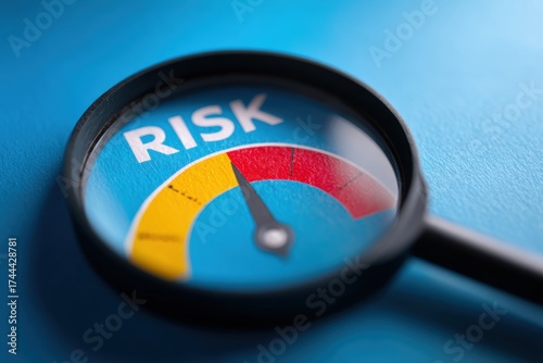 Risk and love balance concept under magnifying glass / Emotional investment and relationship risk concept