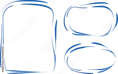 blue colorful decorative sketched art line frames