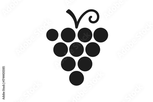 Minimalistic black grape silhouette icon on white background