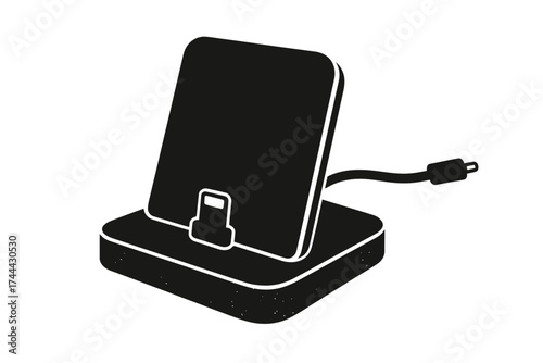 Silhouette of a universal charging dock with usb connector for devices