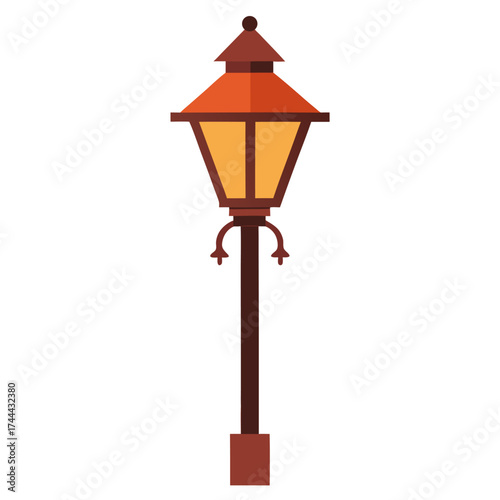 Vintage street lamp with elegant design vector on white background.
