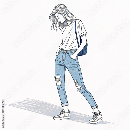 young woman in jeans