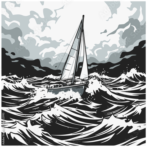 boat in sea storm, ship in sea storm, boat in sea, ship in the sea