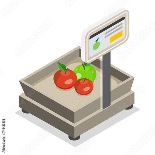 3D Isometric Flat Vector Illustration of Retail Scales, Analog and Digital Devices. Item 1