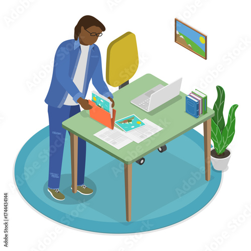 3D Isometric Flat Vector Illustration of Parent-teacher Meeting, Depicting Student-Led Conferences. Item 3