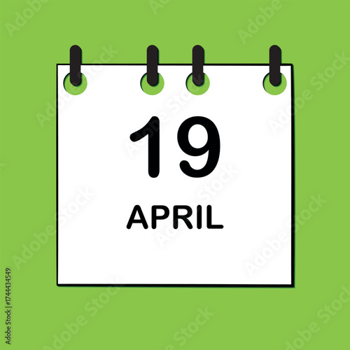 April 19. Daily Calendar icon for design. Simple design for business brochure, flyer, print media, advertisement. Easily editable.