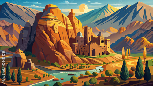 The Bamiyan Valley in Afghanistan preserves the memory of colossal Buddha statues carved into sandstone cliffs, surrounded by caves that whisper ancient tales of Silk Road pilgrims.