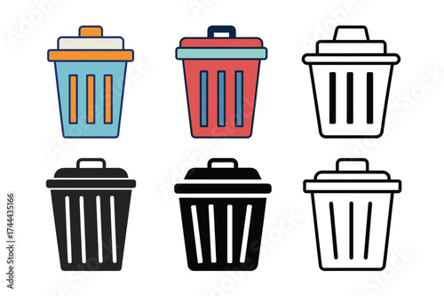 Bin vector icon set