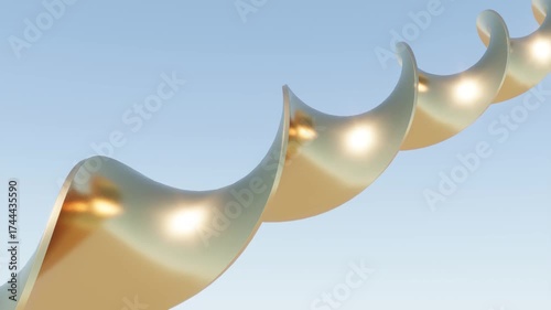 metal gold twist wave on blue sky bg