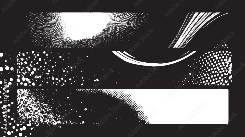 Naklejka premium Grunge black and white urban vector texture. design brush strokes. Overlay texture. Faded black-white dyed paper texture white dust and scratches on a black background