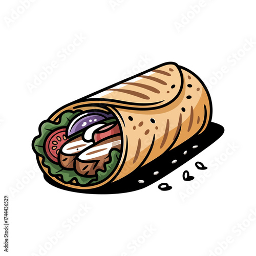 Chicken wrap icon vector on White Background Vector Art Illustration on white background.