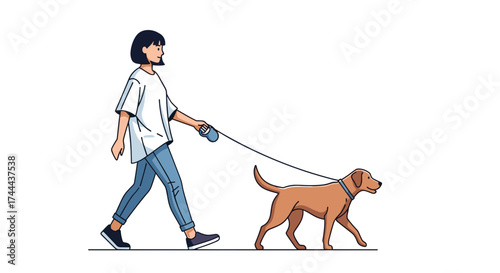 Joyful person walking energetic dog outdoors enjoying fresh air and active lifestyle