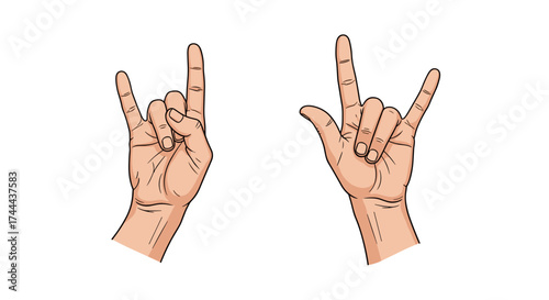 Rock on with these cool hand gestures celebrating music and freedom