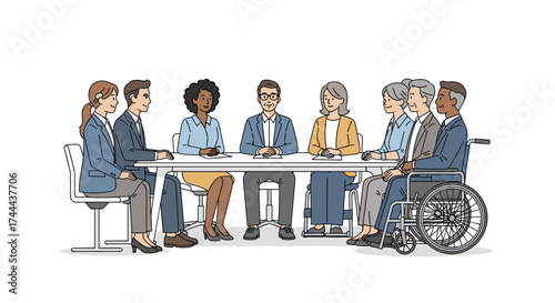 Diverse team collaborates effectively in modern meeting, fostering inclusion and innovation for success.