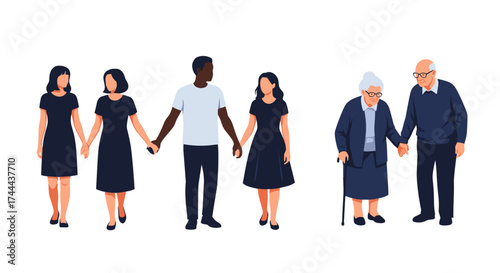 Diverse generations united holding hands, representing family, connection, and enduring love across ages.