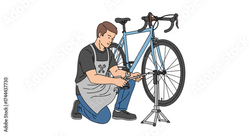 Skilled mechanic meticulously repairs bicycle wheel, ensuring smooth ride and peak performance for cyclists.