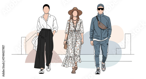 Stylish diverse models showcase modern fashion trends with confident poses and vibrant apparel
