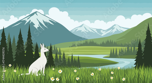 mountain landscape with lake