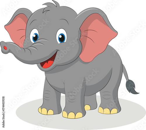 Cute Cartoon Elephant Vector Illustration
