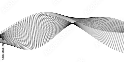 Abstract grey smooth element wavy modern curve lines on transparent background. Digital frequency track equalizer. Abstract frequency sound wave lines, twisted curve lines and technology background.	