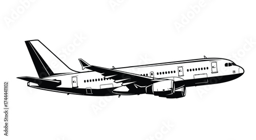 airplane in vector black and 