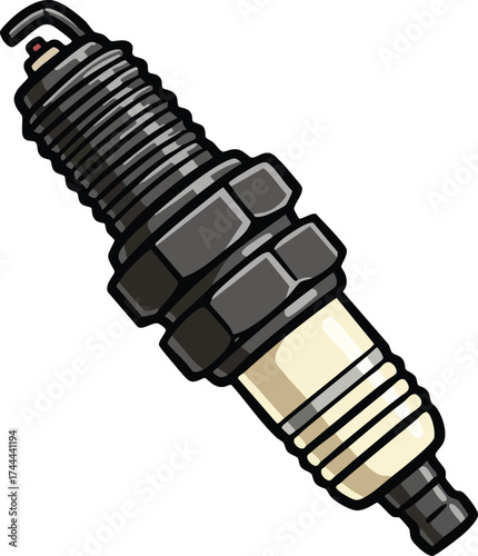 Spark Plug Automotive Engine Component Illustration for Vehicle Ignition System Maintenance and Repair Vector Image 