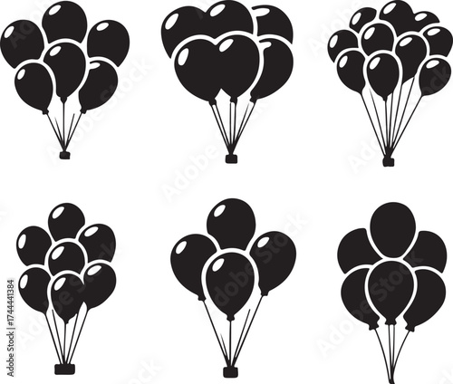Birthday Balloons Silhouette Vector Set