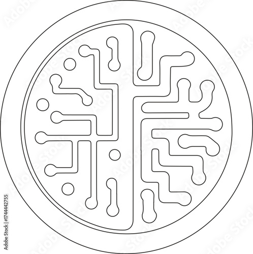 Seamless pattern vector illustration of a maze puzzle game on a circuit board style design with lines and texture