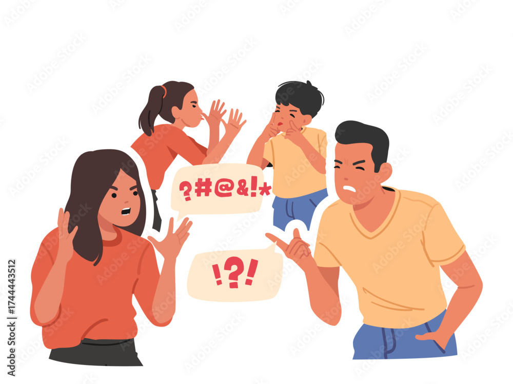 Ταπετσαρία Aggressive furious man and woman yelling and quarrelling loudly with angry irrit