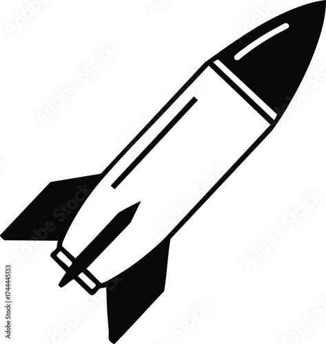 Rocket silhouette simple black and white space exploration icon vector illustration design 