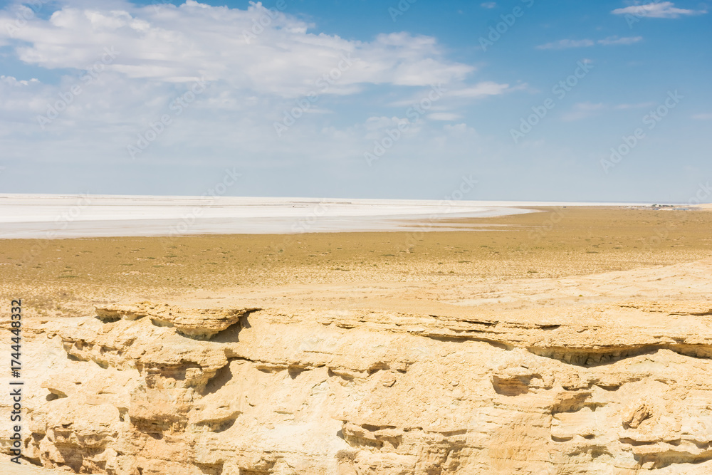 Φωτογραφία White salt marsh desert of the Aral Sea,  Uzbekistan