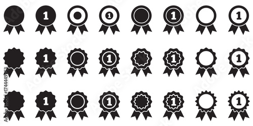 Award and Recognition Icons – Trophies, Medals, and Certificates in Bold Line Art