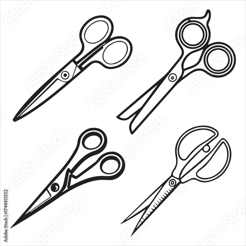 surgical scissors  vector icon set outline