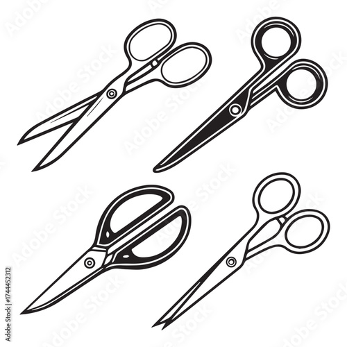 surgical scissors  vector icon set outline