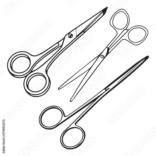 surgical scissors  vector icon set outline