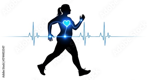 Silhouettes of women running or exercising with dumbbells show some of the strength and activity available