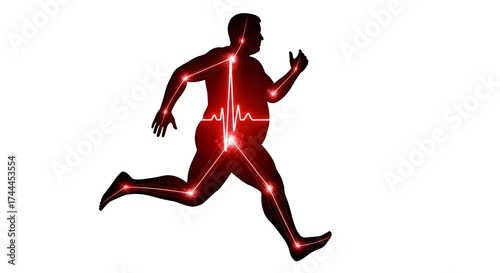 Black vector silhouette of a woman runner in action during a fitness exercise run