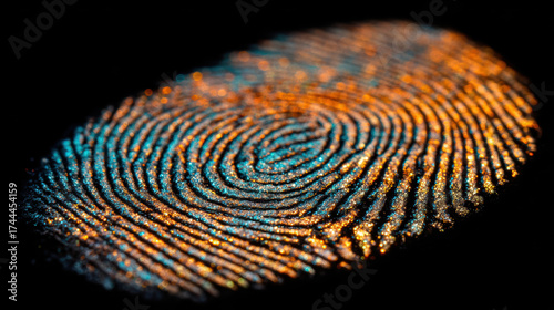 Colorful fingerprint on black background