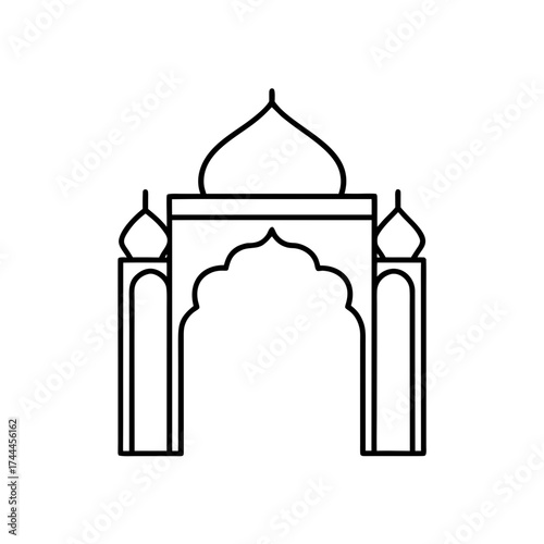 Outline of an arched doorway on transparent background