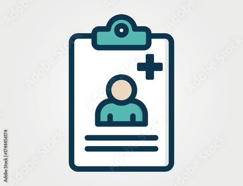 Patient report card icon. Medical history, medical symbol. Isolated vector image