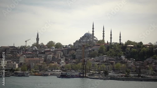 Istanbul, view of Hagia Sophia from the Galata Bridge in the afternoon